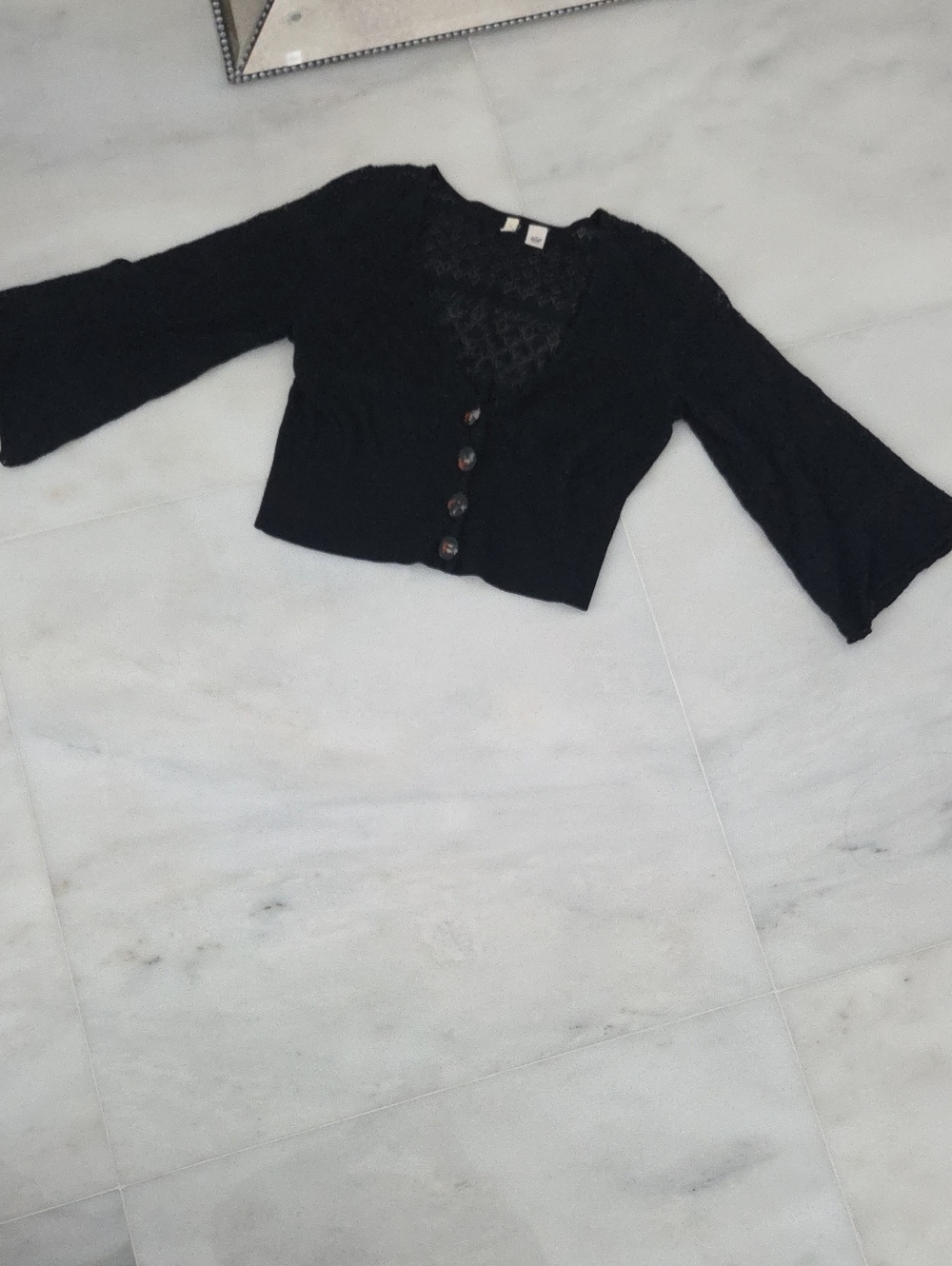 Anthropologie/ Moth Black Crochet Cropped Cardigan EXCELLENT CONDITION!